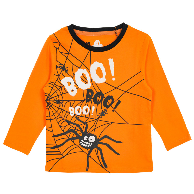 Bluză din bumbac cu mâneci lungi și imprimeu păianjen pentru băieți, portocaliu  203811
