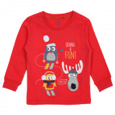 Bluză roșie cu mâneci lungi și motive de Crăciun pentru băiat Cool club 203867 