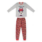 Pijamale din bumbac gri și roșu cu imprimeu Minnie Mouse Minnie Mouse 203889 