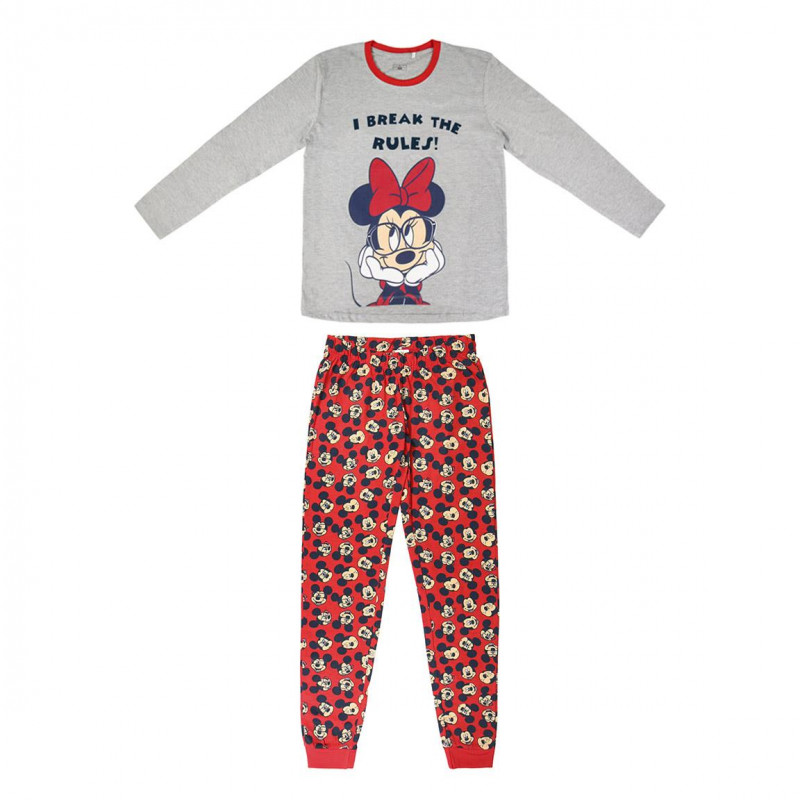 Pijamale din bumbac gri și roșu cu imprimeu Minnie Mouse  203889