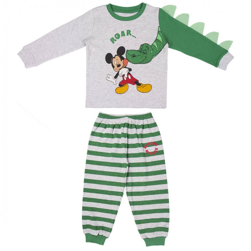 Pijamale de bumbac gri și verde cu imprimeu Mickey Mouse  203905