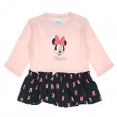 Rochie din bumbac cu imprimeu Minnie Mouse pentru bebeluși,  roz și negru Cool club 204205 