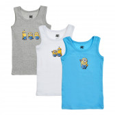 Set de trei maiouri Minion pentru băieți Cool club 204307 