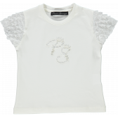 Bluză cu mânecă scurtă și aplicație, pentru fete Picolla Speranza 20432 