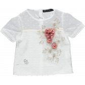 Bluză cu mâneci scurte, cu aplicație florală și nasturi pe spate pentru fete Picolla Speranza 20433 2