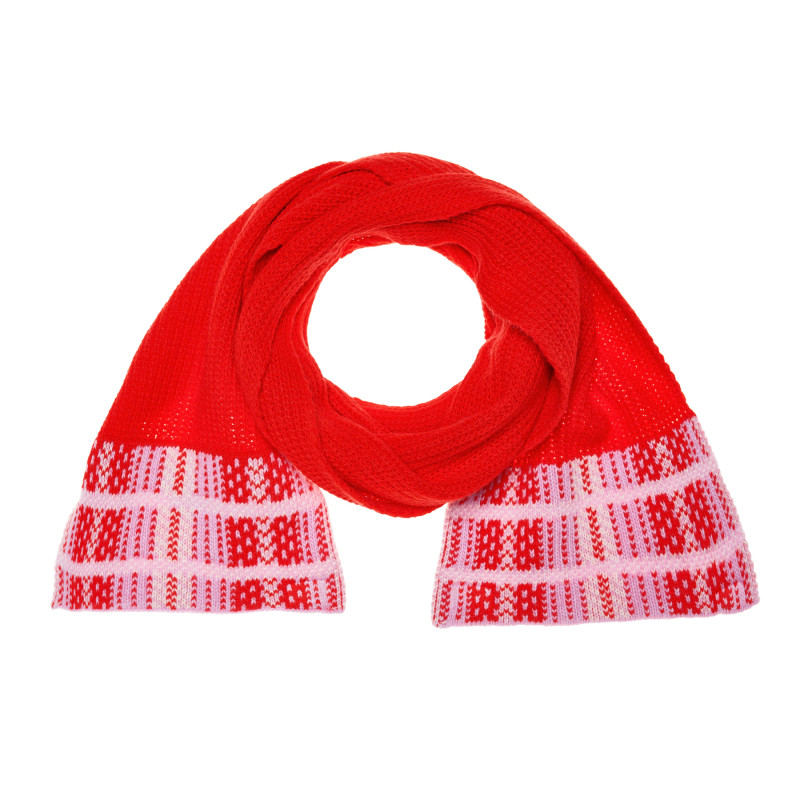 Fular tricotat, marca Benetton pentru fete, de culoare roșie  205682