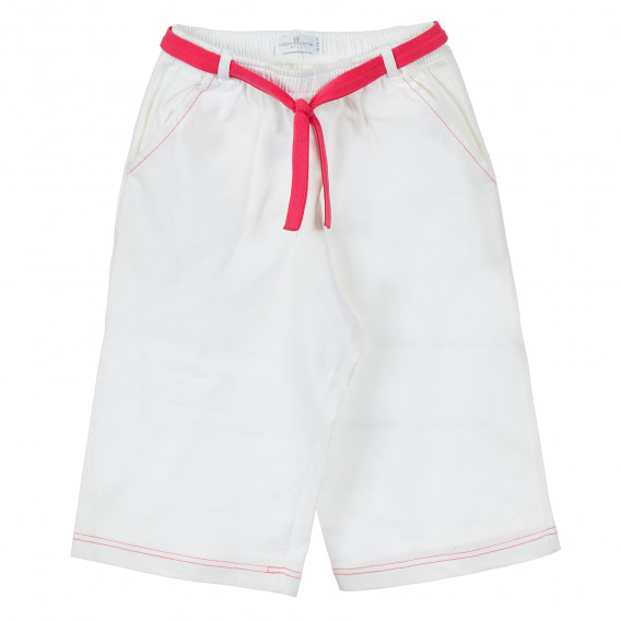 Pantaloni scurți pentru fete, de culoare albă Pappa Ciccia 205835 