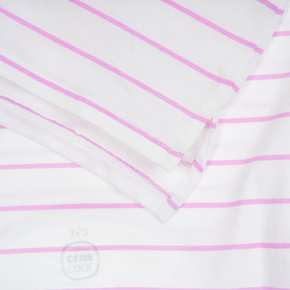 Bluză cu dungi și imprimeu color, alb Cool club 206323 3