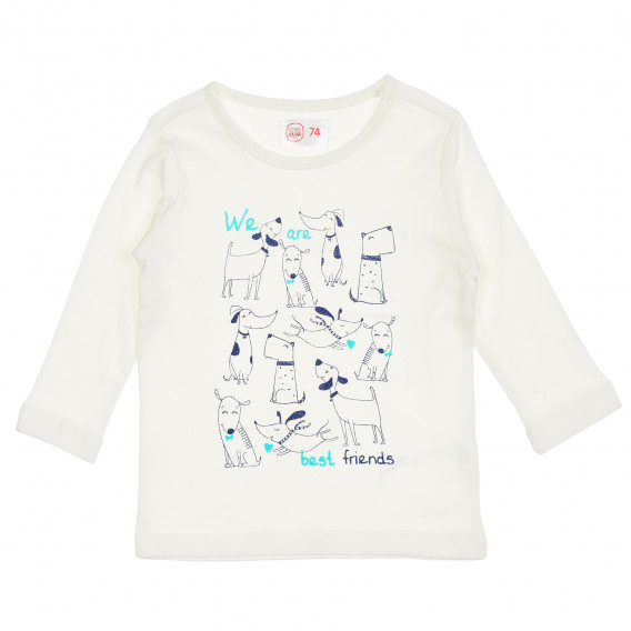 Bluză cu imprimeu de cățeluși pentru bebeluș, albă Cool club 206351 
