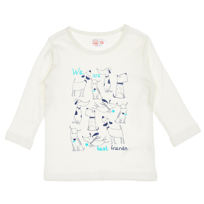 Bluză cu imprimeu de cățeluși pentru bebeluș, albă  206351