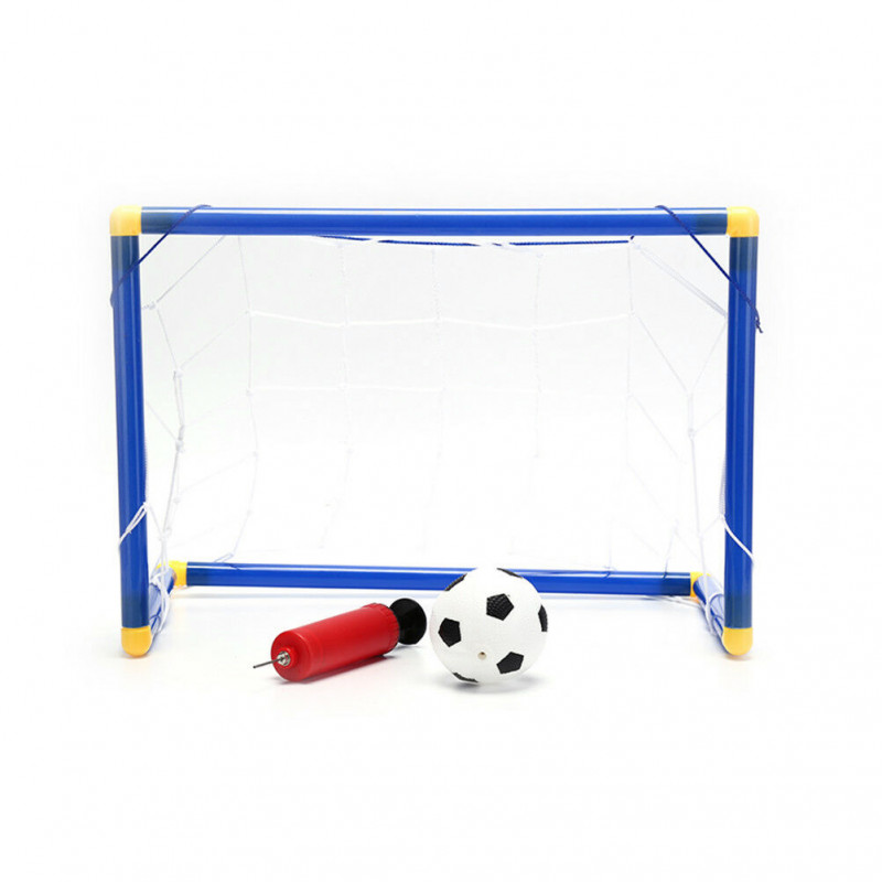 Plasa de fotbal pentru copii cu dimensiunea netă: 55,5 x 78,5 x 45,5 cm, minge și pompă  206938