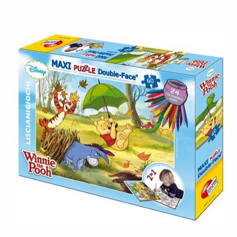 Puzzle pentru copii „Winnie the Pooh” 2 în 1 cu pixuri, 60 de piese  207093