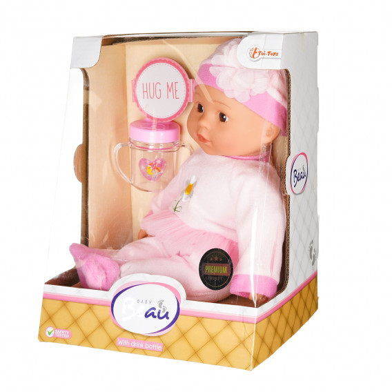 Păpușă Cute Baby roz cu biberon, 30 cm Dino Toys 207443 
