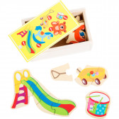  Cutie puzzle -  cele 5 jucării preferate din lemn, 20 de bucăți Small Foot 208071 