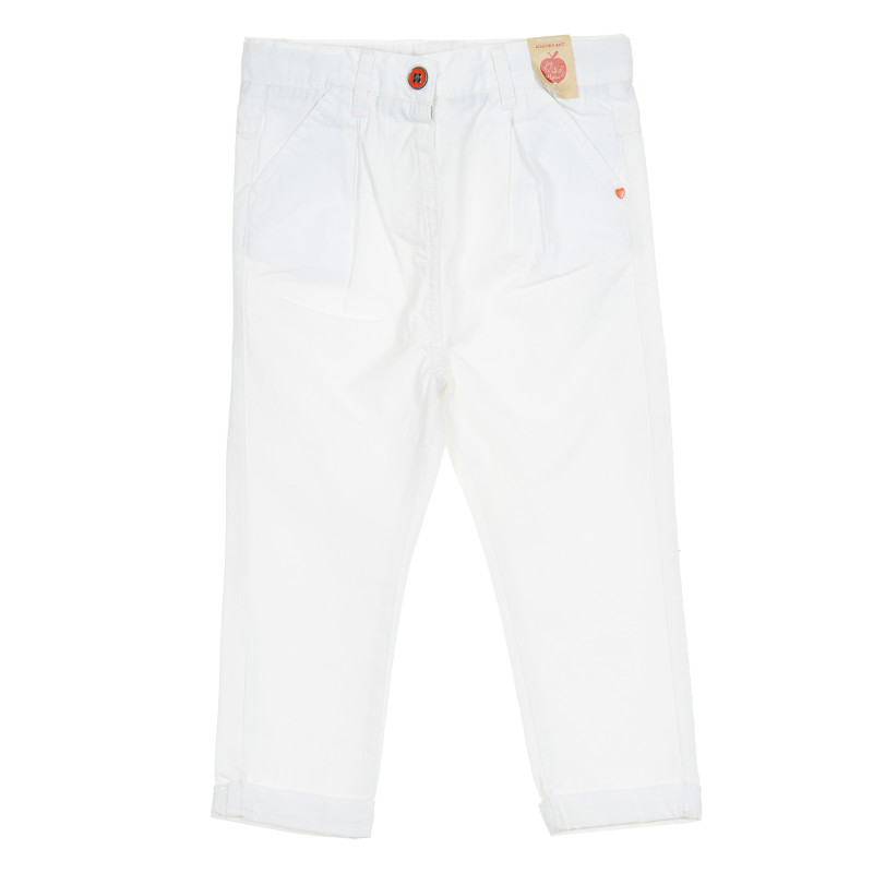 Pantaloni din bumbac pentru fată, albi  208093