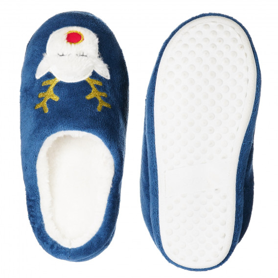 Papuci de casă în albastru cu aplicație de cerb ZY 208377 3