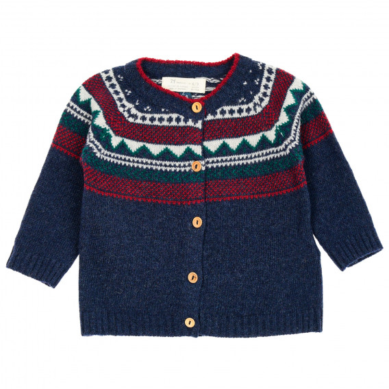 Cardigan tricotat cu model scandinav pentru bebeluși, albastru ZY 208460 