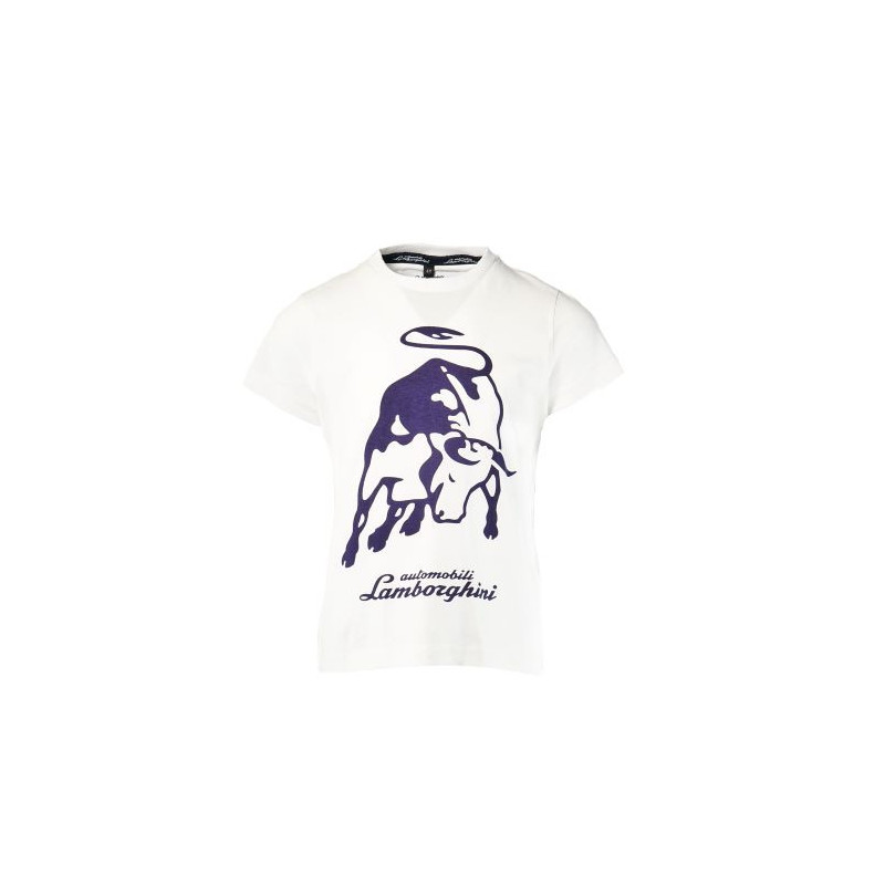 Tricou de bumbac pentru băieți, cu imprimeu taur și inscripție, alb  20855