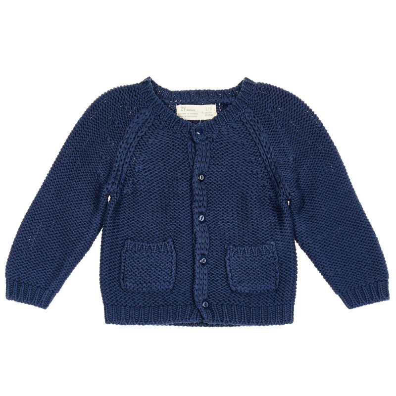 Cardigan tricotat cu buzunare pentru bebeluși, albastru închis  208719