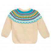 Cardigan bej tricotat cu model scandinav pentru bebeluși ZY 208778 4