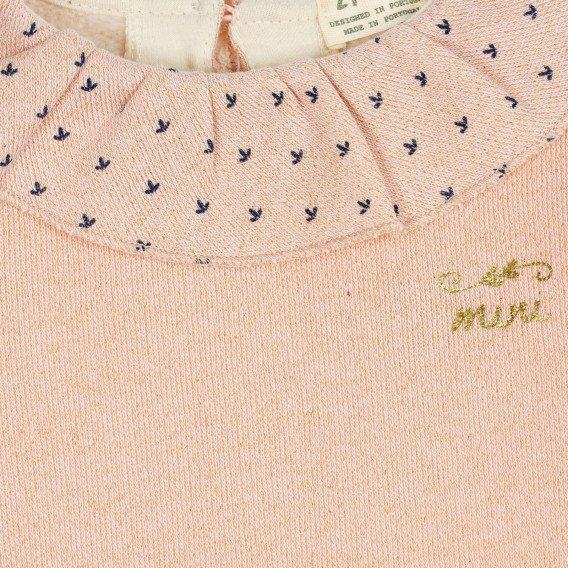 Tunică cu volane în jurul decolteului, pentru un bebeluș, roz ZY 208868 2