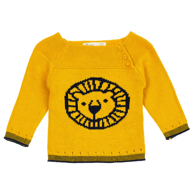 Pulover din bumbac tricotat, pentru bebeluș, galben  208899