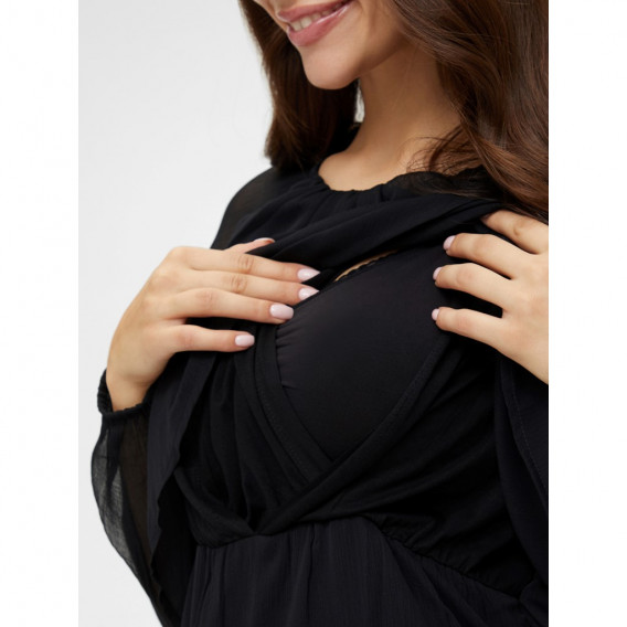 Bluză cu mâneci lungi pentru femeile însărcinate și care alăptează, neagră Mamalicious 209511 3