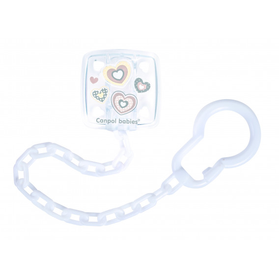 Clip suzetă cu lanț pentru nou-născut, alb Canpol 210934 