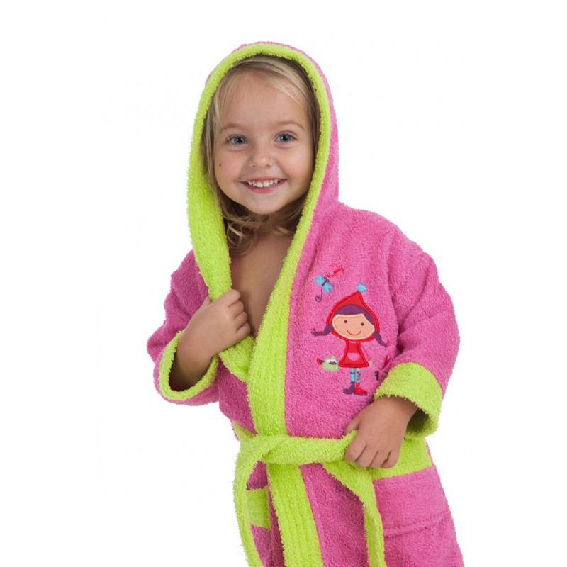 Halat de baie pentru fetițe cu decor vesel, roz  21105