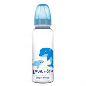 Biberon, Love & Sea cu tetină cu debit mediu, 12+ luni 250 ml., Albastru Canpol 211178 