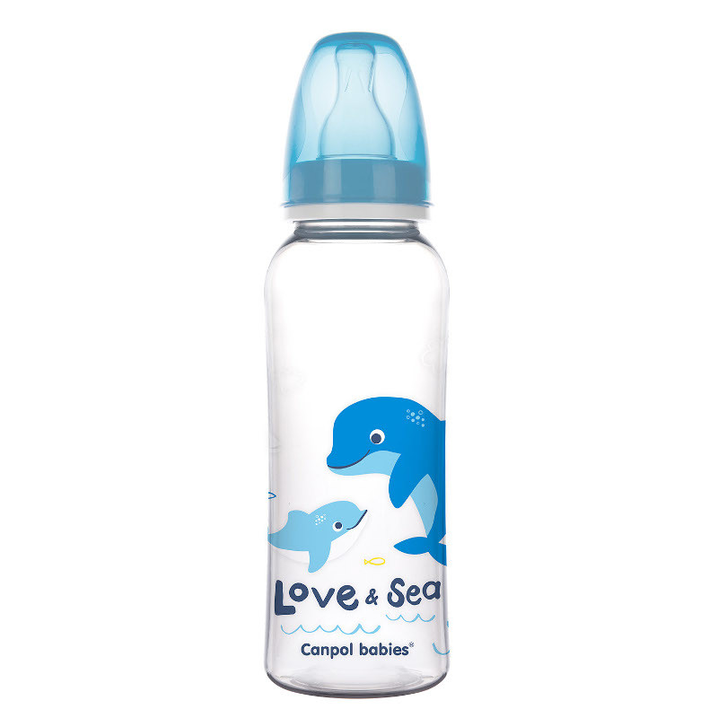 Biberon, Love & Sea cu tetină cu debit mediu, 12+ luni 250 ml., Albastru  211178