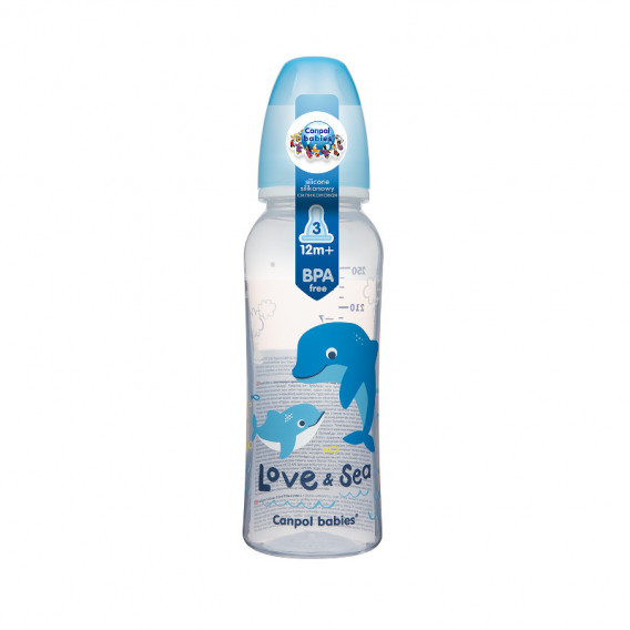 Biberon, Love & Sea cu tetină cu debit mediu, 12+ luni 250 ml., Albastru Canpol 211179 2