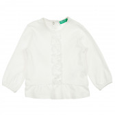 Bluză din bumbac cu voal pentru bebeluși, albă Benetton 211607 