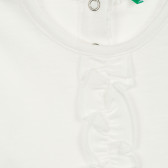 Bluză din bumbac cu voal pentru bebeluși, albă Benetton 211608 2