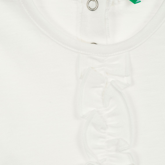 Bluză din bumbac cu voal pentru bebeluși, albă Benetton 211608 2