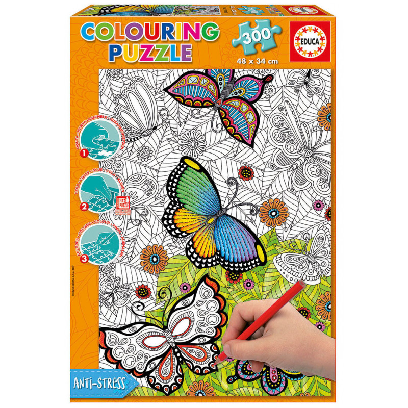Puzzle de colorat pentru copii, Fluturi  21184