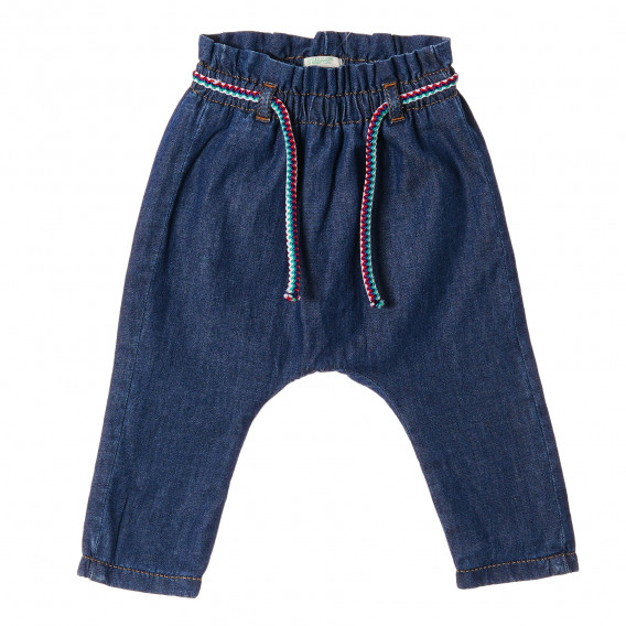 Pantaloni cu curea decorativă pentru bebeluși, culoare albastru Benetton 211955 