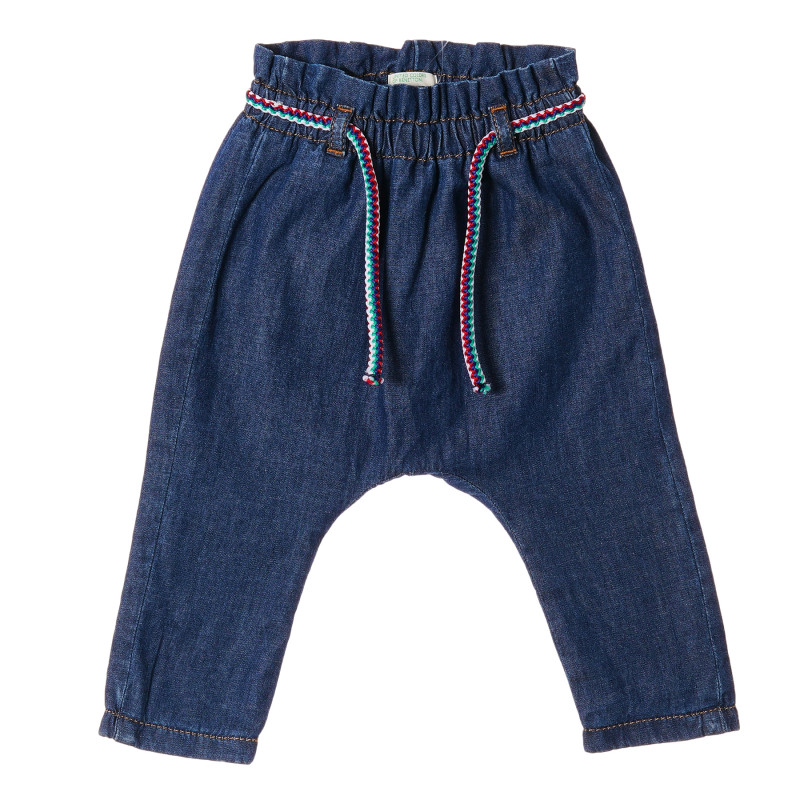 Pantaloni cu curea decorativă pentru bebeluși, culoare albastru  211955