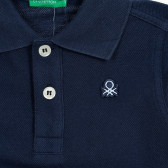 Bluză din bumbac albastru cu mâneci lungi și guler Benetton 212552 3