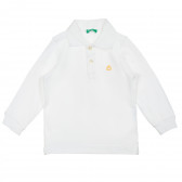 Bluză albă din bumbac cu mâneci lungi și guler Benetton 212565 