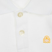 Bluză albă din bumbac cu mâneci lungi și guler Benetton 212566 2