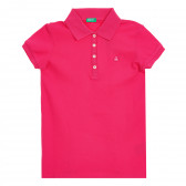 Bluză din bumbac roz cu mâneci scurte și logo-ul mărcii Benetton 212577 