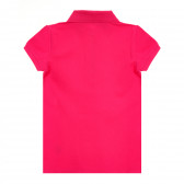 Bluză din bumbac roz cu mâneci scurte și logo-ul mărcii Benetton 212578 4
