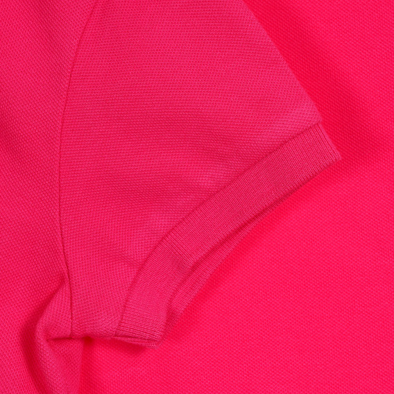 Bluză din bumbac roz cu mâneci scurte și logo-ul mărcii Benetton 212579 2