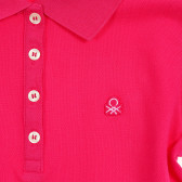 Bluză din bumbac roz cu mâneci scurte și logo-ul mărcii Benetton 212580 3