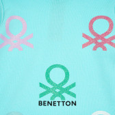 Hanorac din bumbac albastru, cu sigla mărcii Benetton 212598 2