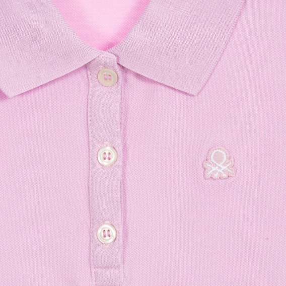 Bluză din bumbac violet cu mâneci scurte și logo-ul mărcii Benetton 212602 2