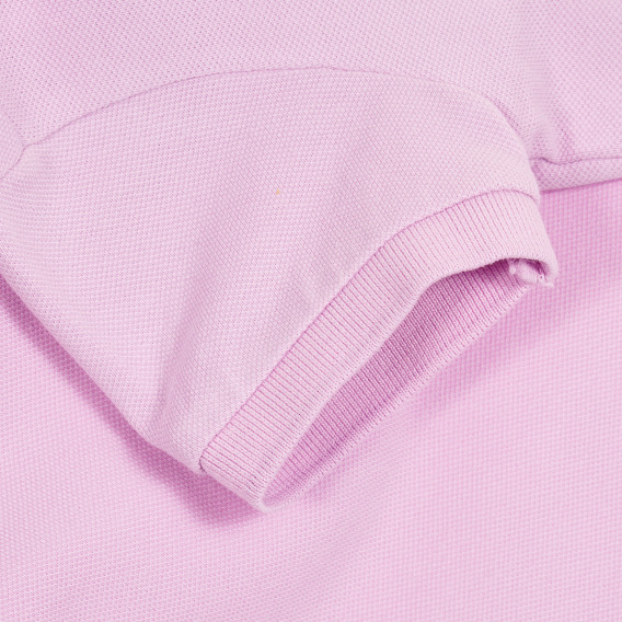 Bluză din bumbac violet cu mâneci scurte și logo-ul mărcii Benetton 212603 3