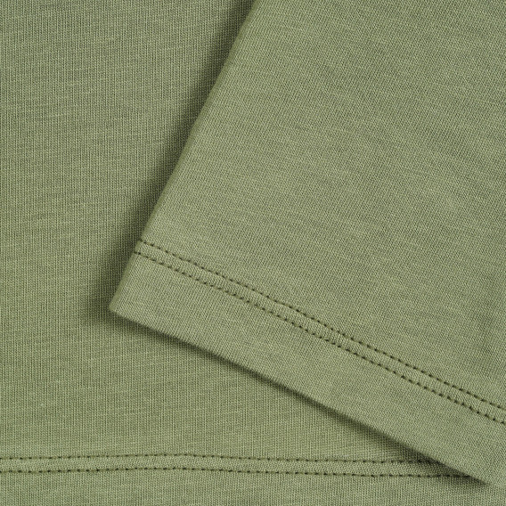 Bluză din bumbac cu mâneci lungi și accent albastru, verde Benetton 212683 3