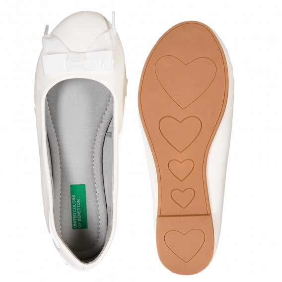Pantofi cu panglică, albi Benetton 212888 3